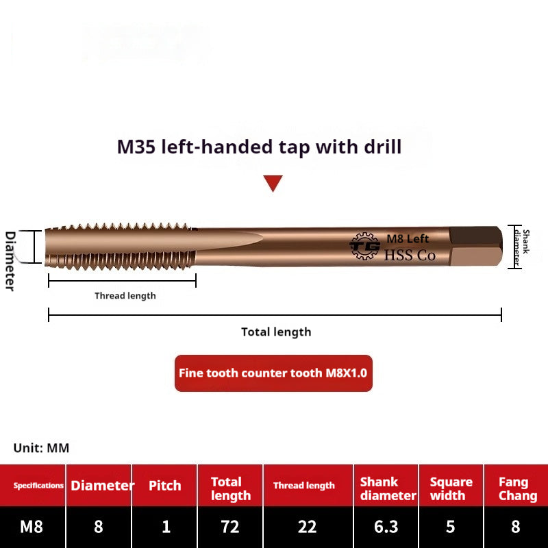 2122-M35 straight groove tap containing cobalt stainless steel, special fine tooth coarse tooth machine, tapping drill bit tool wire Shandong Denso Pricision Tools Co.,Ltd.